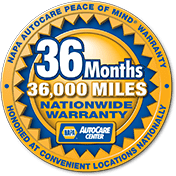 3 Years / 36,000 Miles NAPA Warranty | Custom Automotive Care